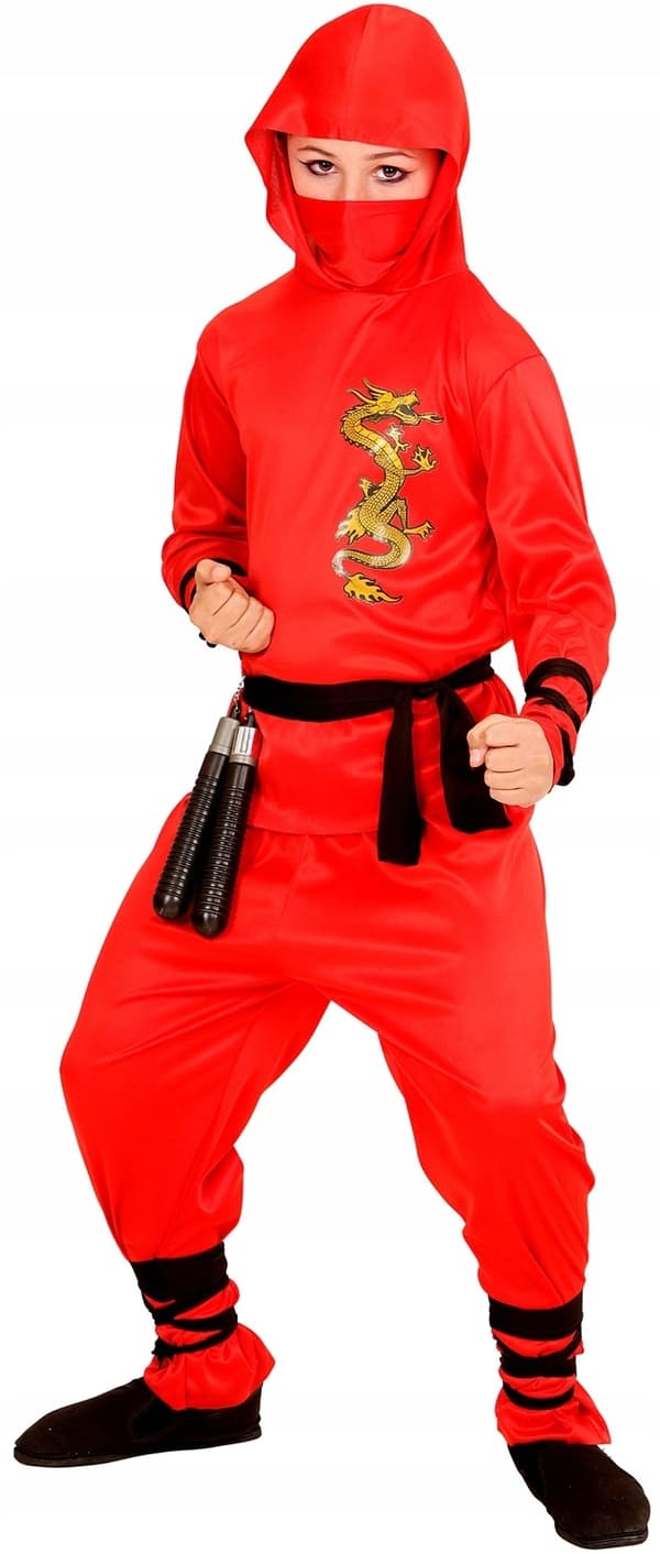 Rød ninja krigerkostume Samurai kugle 2-3 år