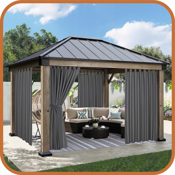 Puutarhan terassiverhot R 155x180 harmaa