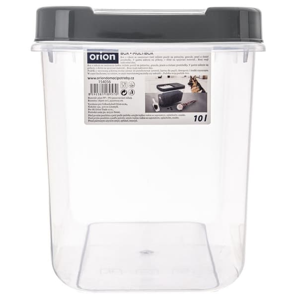 Grå opbevaringsbeholder til kapsler, pulver og foder 10 liter