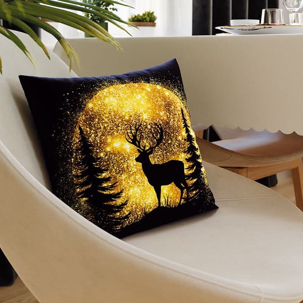 Julklädd sammet örngott 40x40 glitterhjort