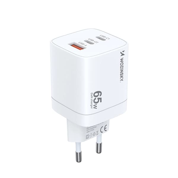 Wozinsky CGWCW 65W GaN Väggladdare USB-A / 2 x USB-C - Vit