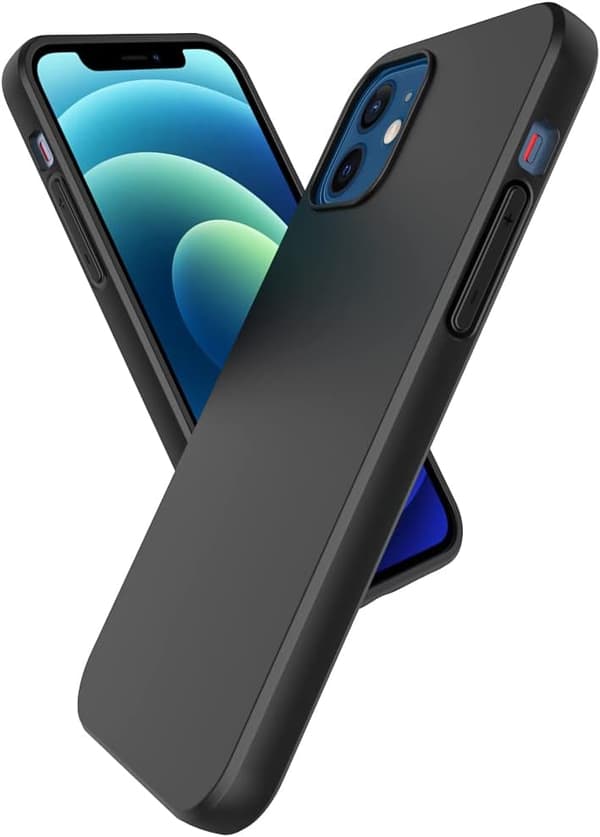 Apple iPhone 12/12 Pro -kotelo, silikoni, musta, kiinteä