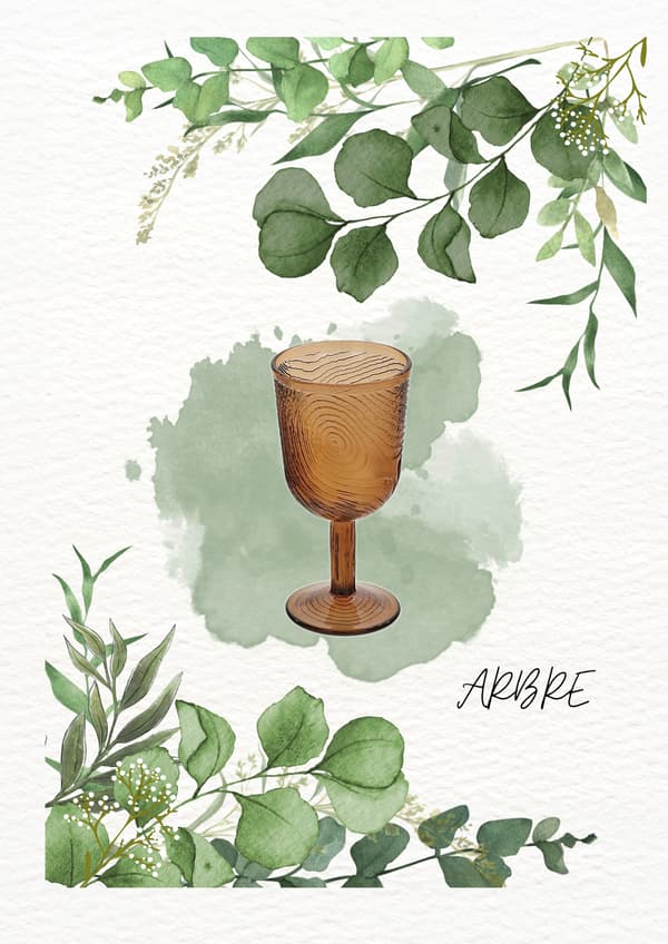 VINGLAS GLAS TRÆSKIVE MØNSTER ARBRE BRUN DESIGN