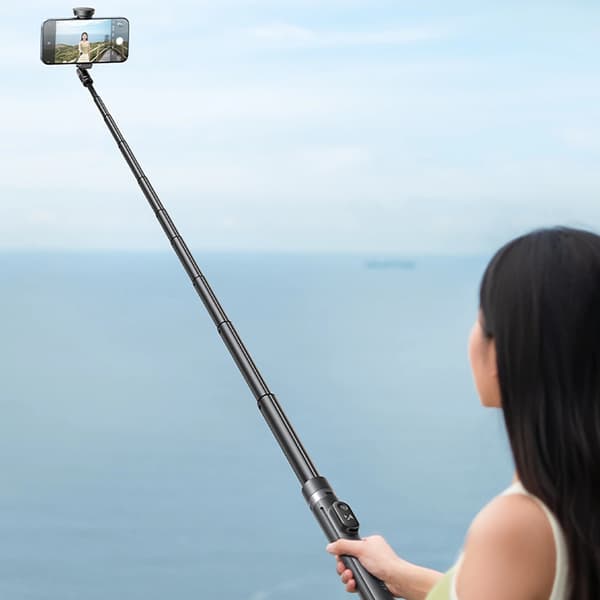 Premium selfie-stang Wozinsky WRZP1 med automatiske foldbare ben, stativfunktion, 1,7m - sort
