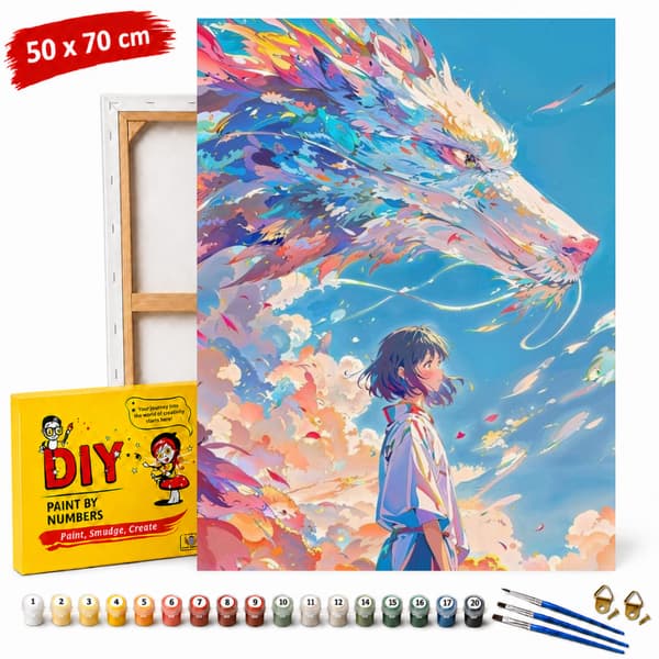 Spirited Away maling efter tal med ramme 50x70 cm