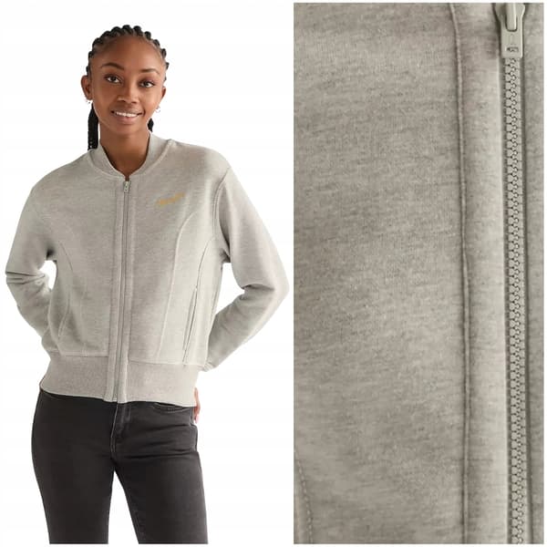 Wrangler AVIATOR SWEATSHIRT grå bomulds zip-trøje dame S