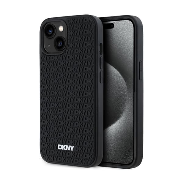DKNY 3D Rubber Repeat Pattern - iPhone 15 / 14 / 13-skal (svart)