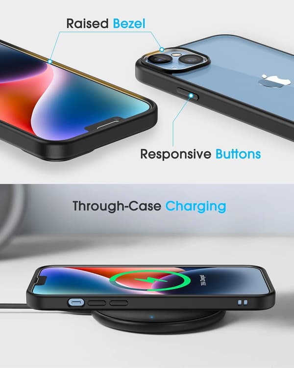 IPHONE 14 PLUS ETUI SORT RAMME 3X HÆRDET GLAS KAMERABESKYTTELSE