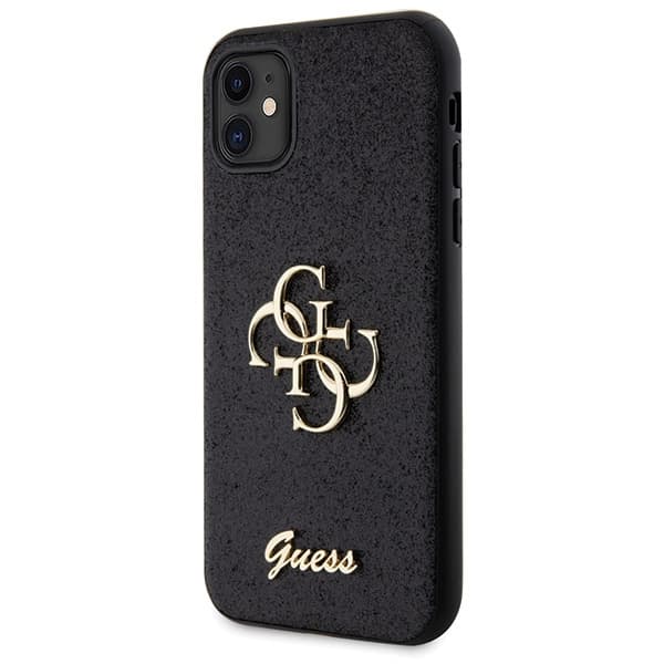 Guess GUHCN61HG4SGK iPhone 11 / Xr 6.1 sort/sort hårdt cover Glitter Script Big 4G