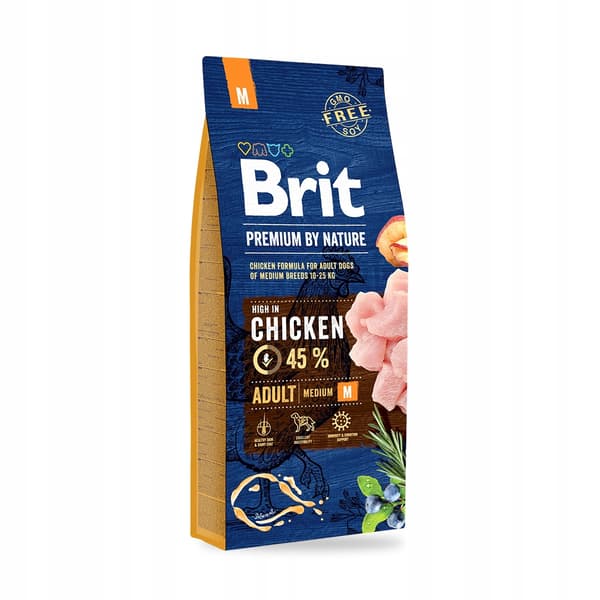 Brit Premium By Nature Adult M 15 kg Kylling Tørfoder