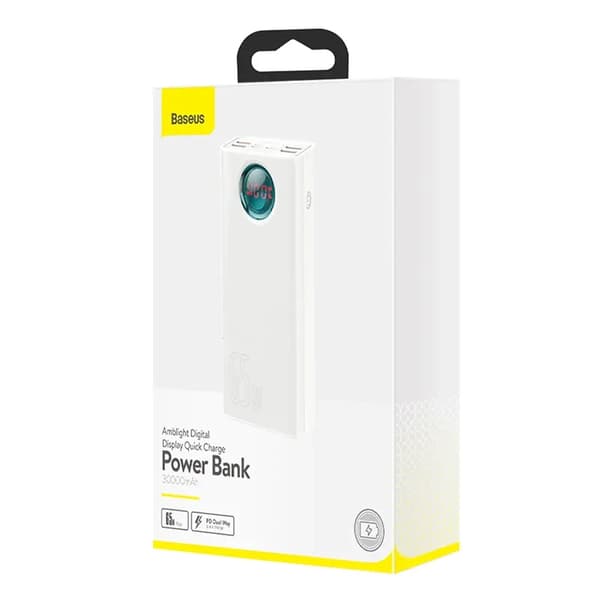 Baseus Amblight Powerbank 30000mAh, 4xUSB, USB-C, 65W (vit)
