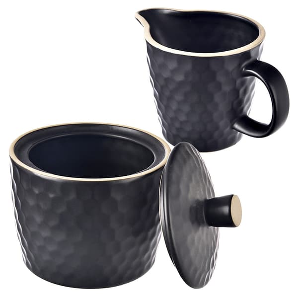 Sukkerskål og mælkekande keramiske sorte TEA TIME 100 ml / 320 ml 2 stk.