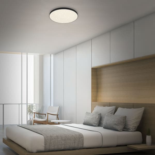 LED loftlampe, sort, rund, 24,5W, Ø38 cm, neutral farve, 4000K