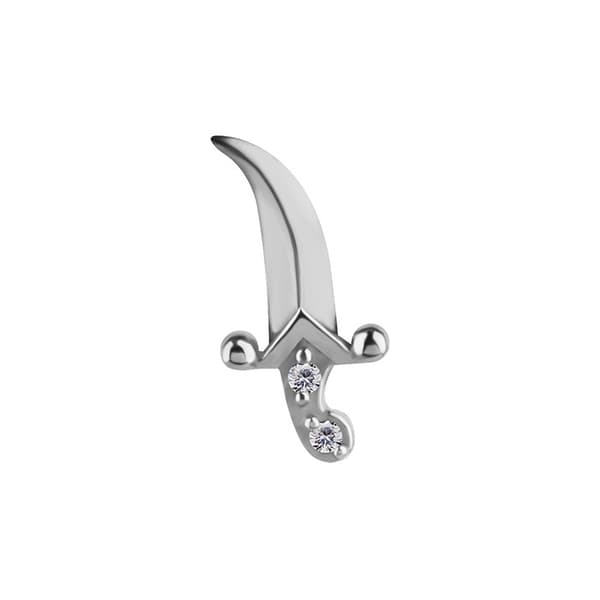 Insticksmutter - dolk med vita zirkoner - CoCr NF - silver - PI-011