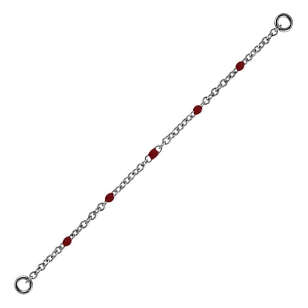 Kedja - röda pärlor - silver - D-023 30 mm