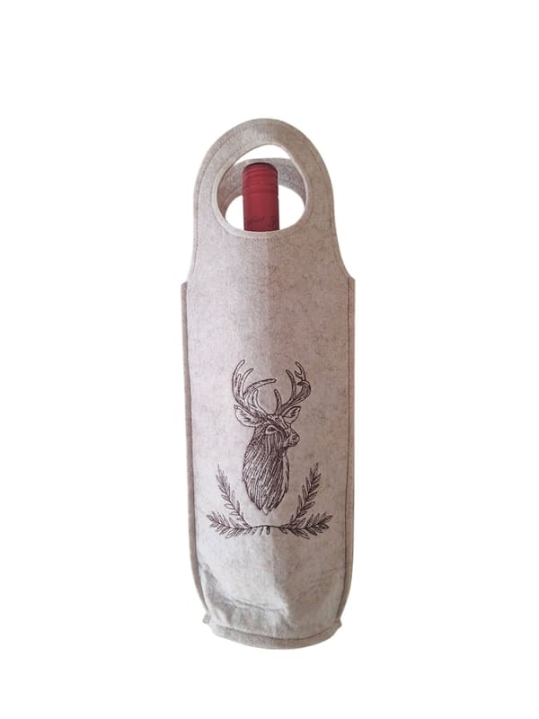 VINPRESENTPÅSE I FILT, LJUSBEIGE, 35×15×8,5 CM FÖR FLASKOR