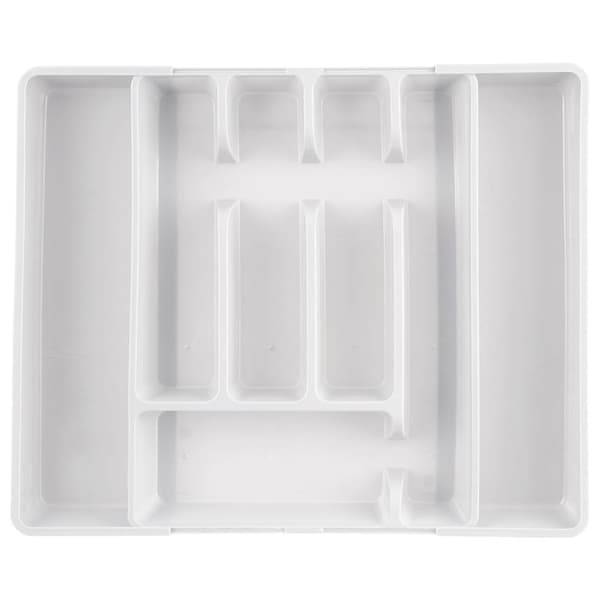 Utdragbar besticksinsats för låda vit 36,5x27,5-44 cm