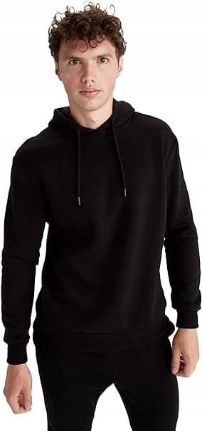 Defacto Herr Svart Hoodie Basic Smooth M