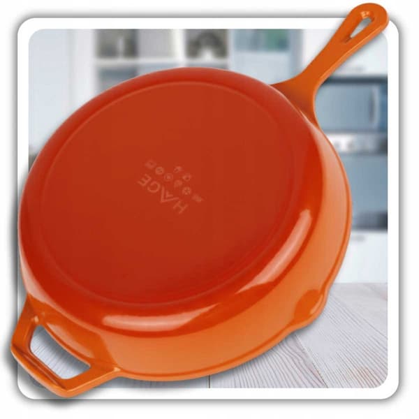EMALJERAD GJUTJÄRNSPANNA 26CM HAGE ORANGE