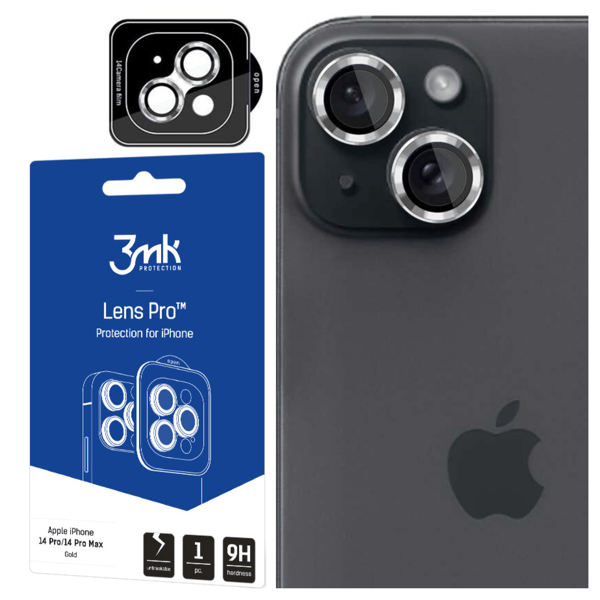 Apple iPhone 15 Plus - 3mk linssinsuoja Pro hopea