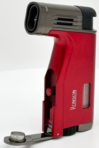 RONSON BREEZE RGL120 RED 2-jet jetlighter med hullemaskine