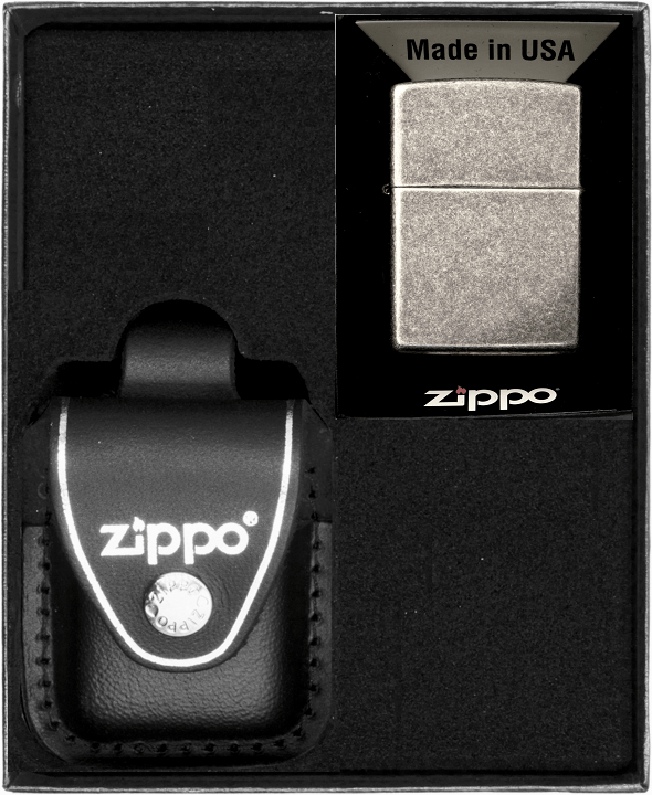 ZIPPO Lighter ANTIK SØLV Gavesæt nr. 3