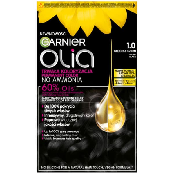 Garnier Olia permanent hårfarve 1.0 dyb sort