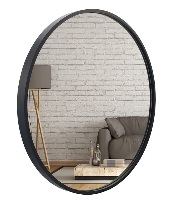 Rund spegel 80 cm, MDF-ram, svart