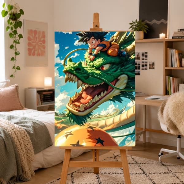 Måla efter nummer-bild med ram Dragon Ball i molnen 50x70 cm