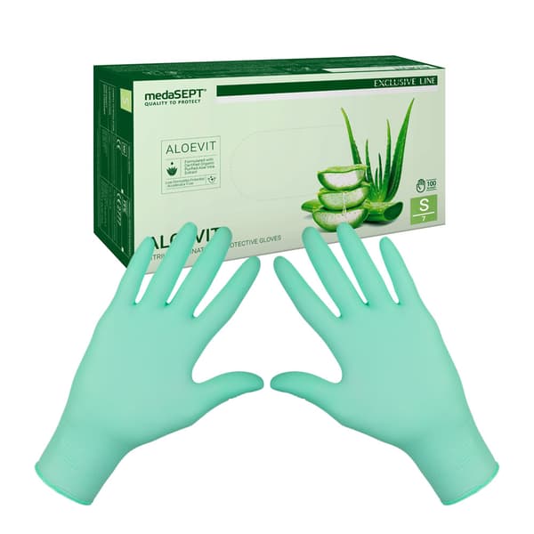 Nitrilhandskar S gröna med aloe Aloevit medaSEPT 100 st.