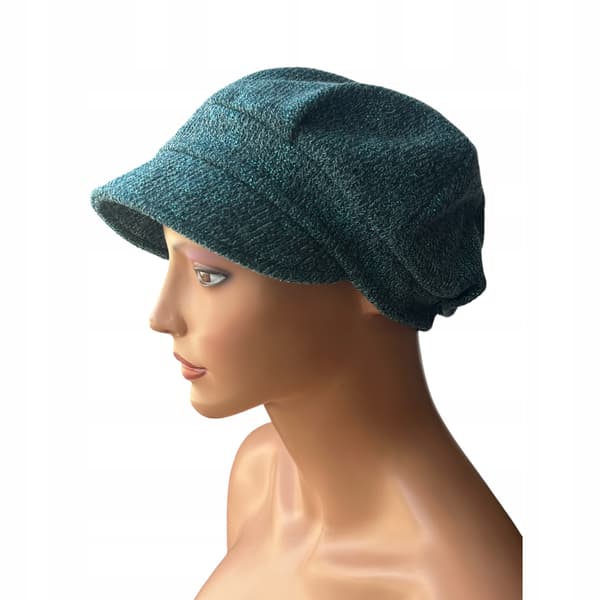 Marinblå damkeps med foder för höst/vinter, varm turbanhatt