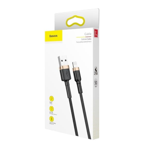 Baseus Cafule 2.4A USB Lightning-kabel 1m (guld-svart)