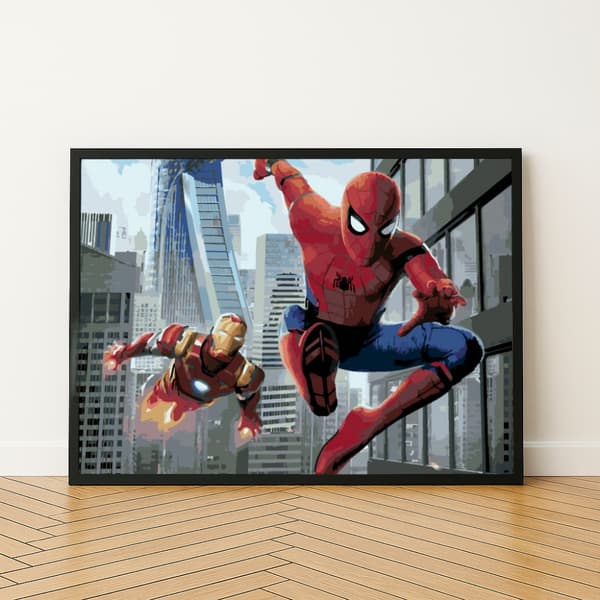 Målning med siffror Spider-Man och Iron Man 50x40 cm