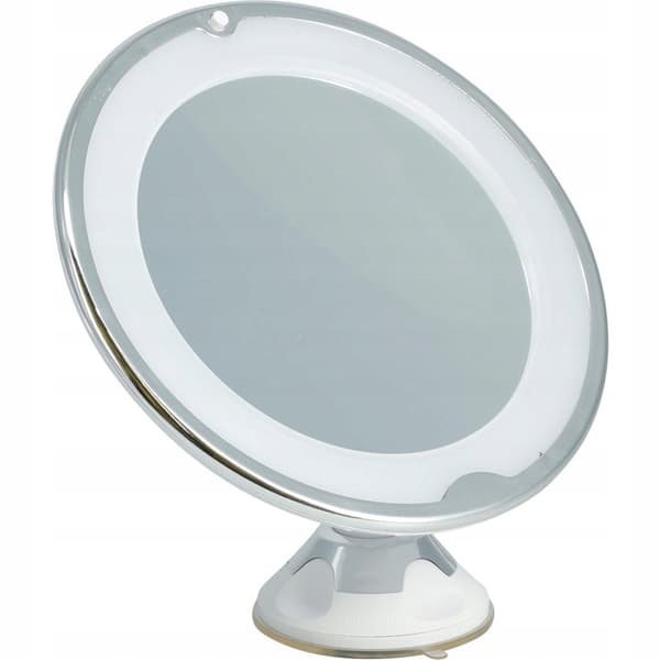 Rund LED batteridriven stående sminkspegel, silver, 20 cm, 1 st.