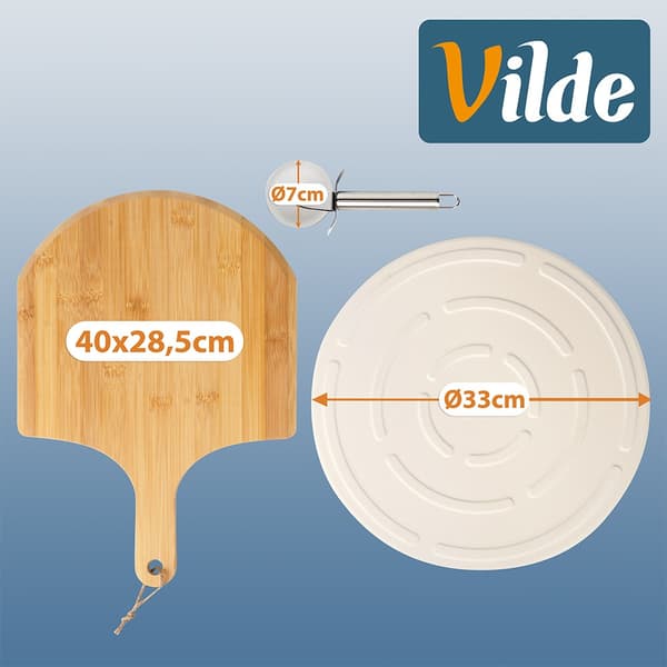 Tulikivinen pizzakivi lapiolla ja veitsellä 3 kpl