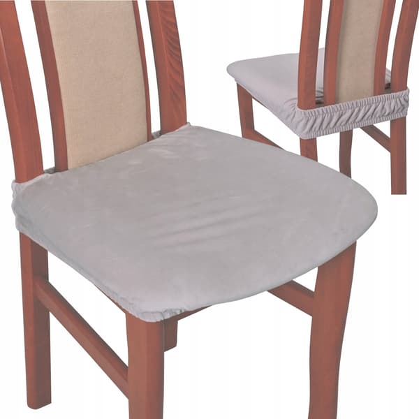 Stolsätesöverdrag kort velour TESS ljusgrå