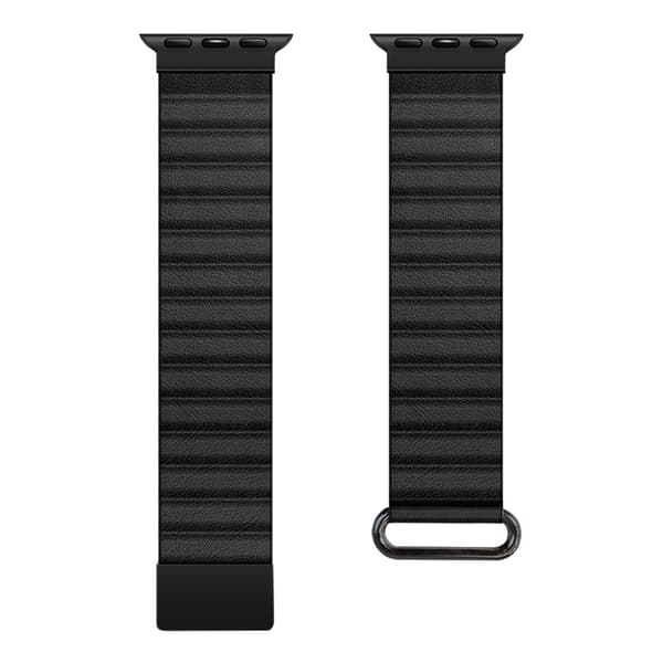 Crong Eclipse - Magnetisk Læderrem til Apple Watch 44/45/46/49 mm (Sort)