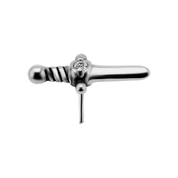 Insticksmutter - dolk med vit zirkon - CoCr NF - silver - PI-012