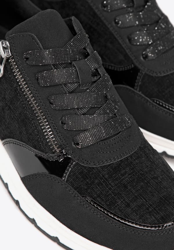 Wittchen damesneakers med lynlås på siden, sort, ecolæder