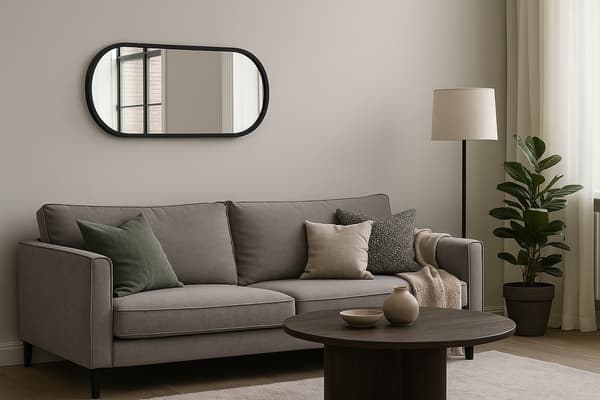 Badrumsspegel LEJA oval trä svart matt 100x48 stilfull