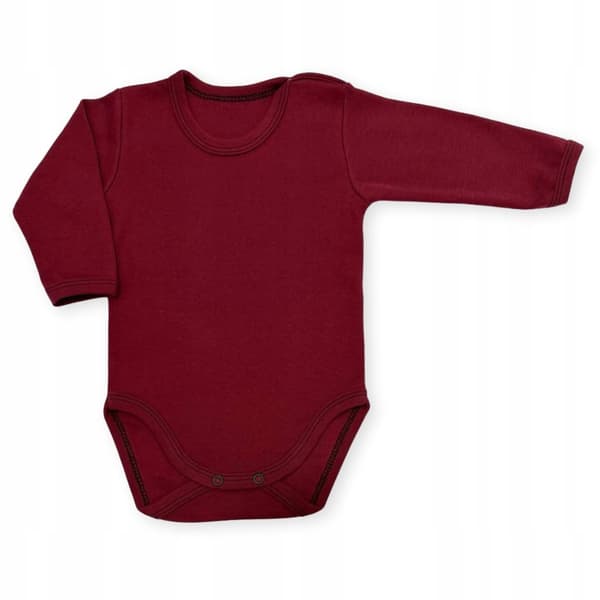 Babybody 62 långärmad 100% bomull bordeaux