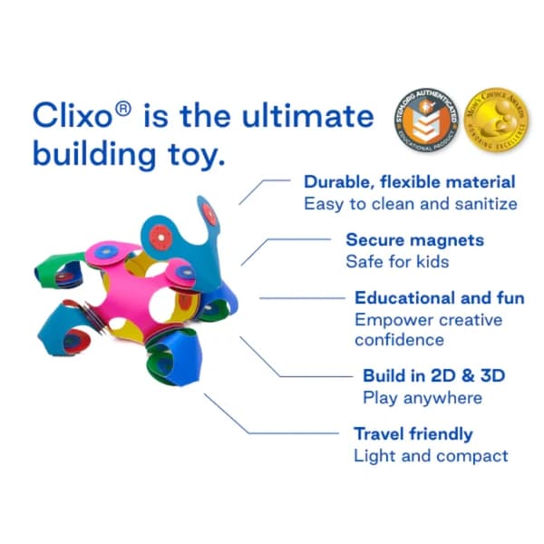 Clixo Tiny & Mighty Space 9-delat magnetiskt byggklossset - 4+