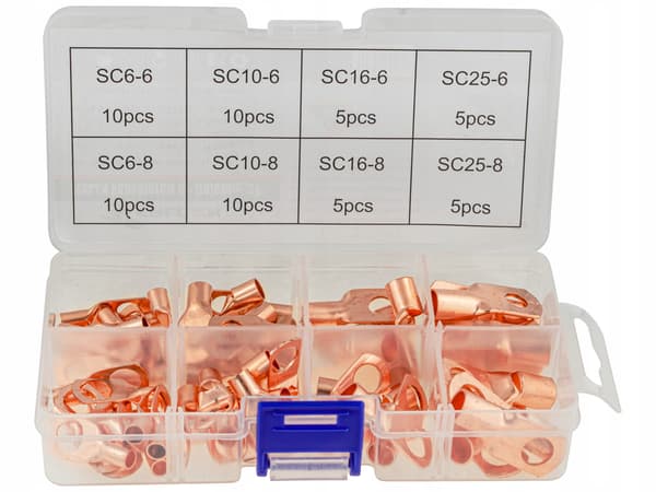 SET RINGTERMINALER KOPPAR OISOLERADE M6 M8 60 DELAR