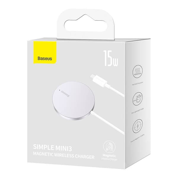 Baseus Simple Mini3 15W magnetisk induktiv laddare (silver)