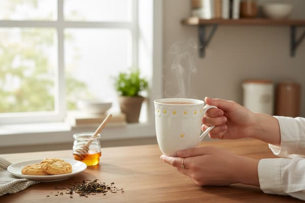 MUGG FÖR KAFFE, TE, CHOKLAD 300 ml VIT KERAMISK DESIGN DAISY LINE