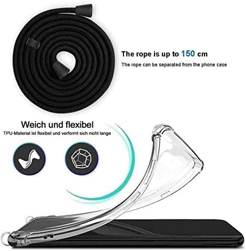 SILIKONEETUIS TIL SAMSUNG GALAXY NOTE 20 TRANSPARENT + SORT LANYARD