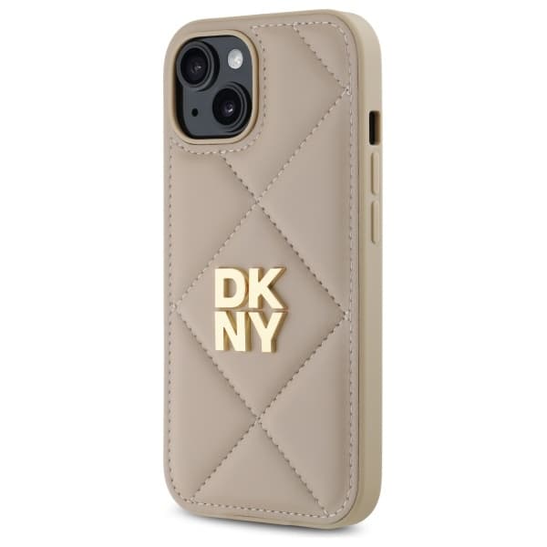 DKNY DKHCP15SPQDSLE iPhone 15 6.1 Beige Quilted Stack Logotyp