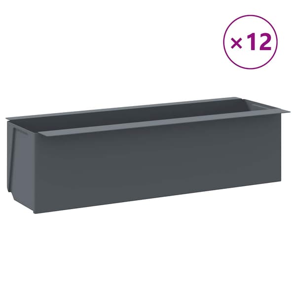 vidaXL Pallplanter, 12 st, grå, 36x13,5x9,5 cm, PP