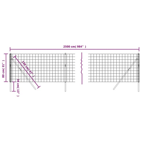 vidaXL Antrasiitinvärinen verkkoaita 0,8x25 m