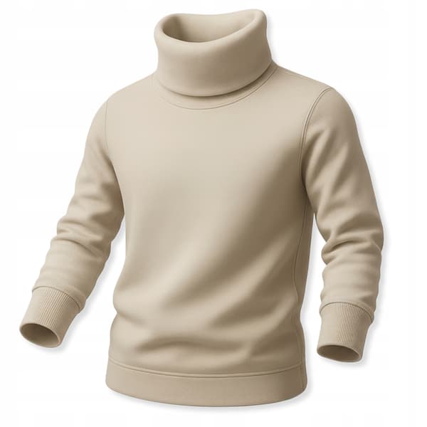 Varm barntröja med polokrage 122 beige höghalsad